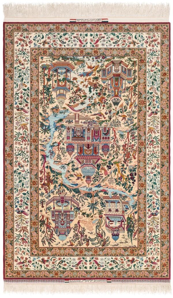 A HIGHLY IMPORTANT SAFAVID SILK AND METAL-THREAD ‘POLONAISE’ CARPET