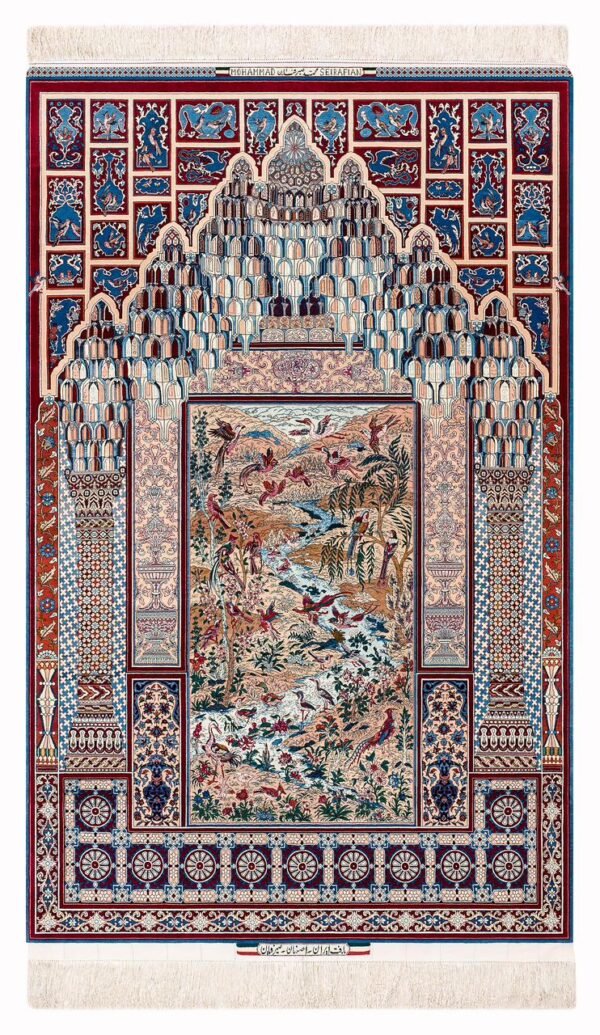 A RARE USHAK MEDALLION COURT CARPET